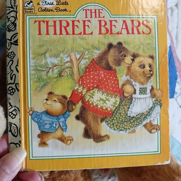 3 Brown and White Teddy Bears with Vintage 1983 Golden Book - The Three Bears - Picture 5 of 8